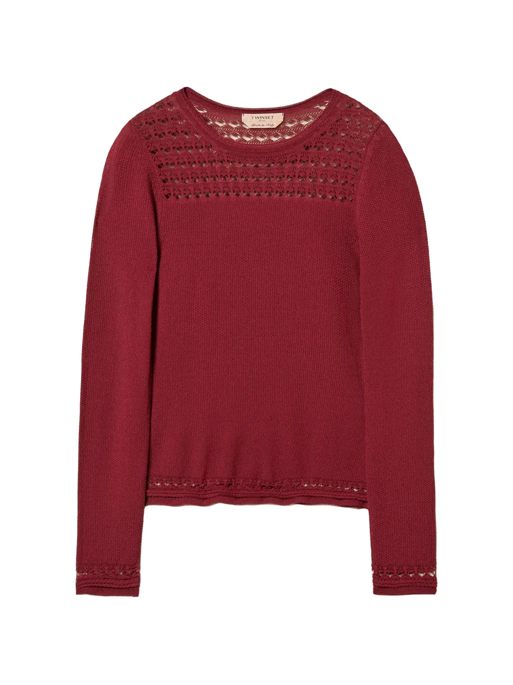 TWINSET Trui met ronde hals en kabelpatroon Rood