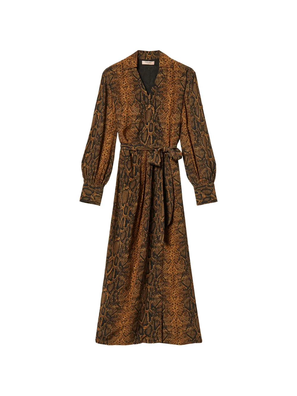 Twinset Long Python Print Dress In Brown