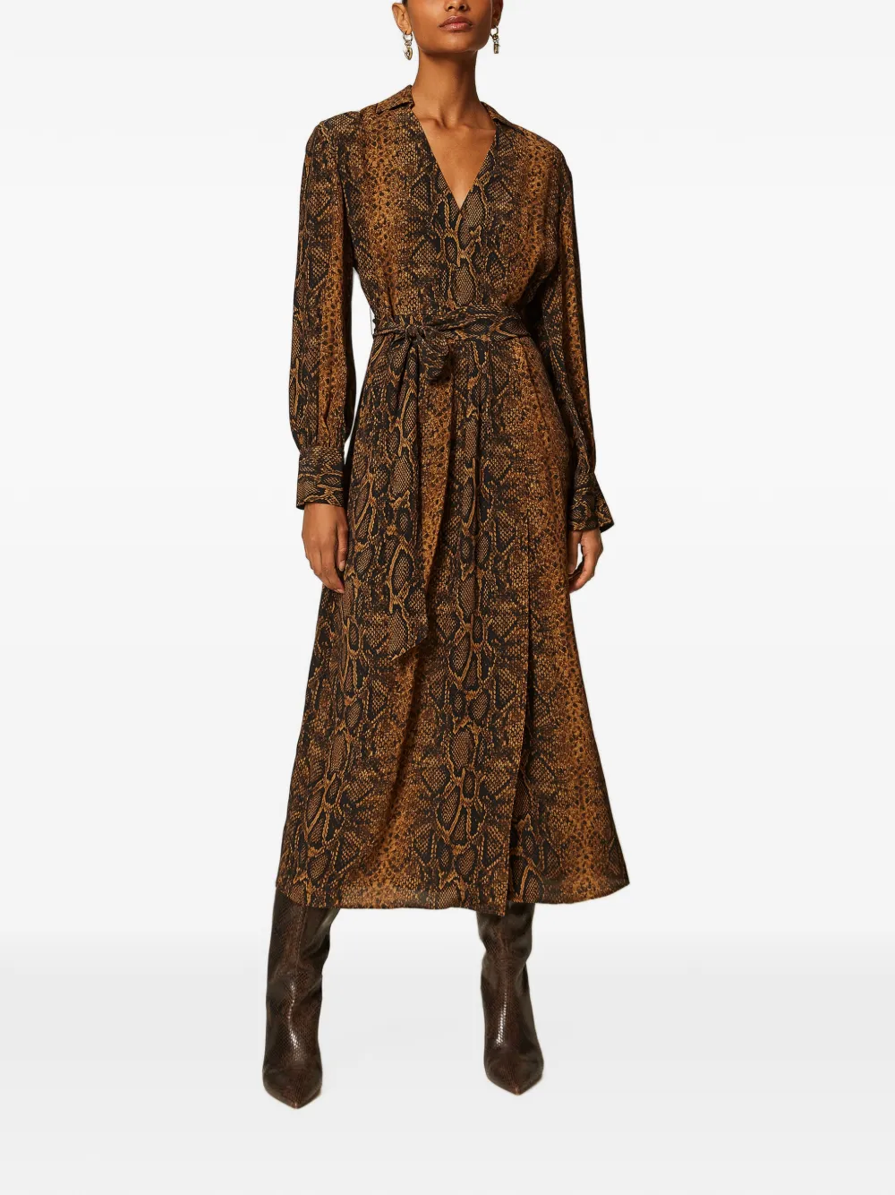 TWINSET Maxi-jurk met python-print Bruin