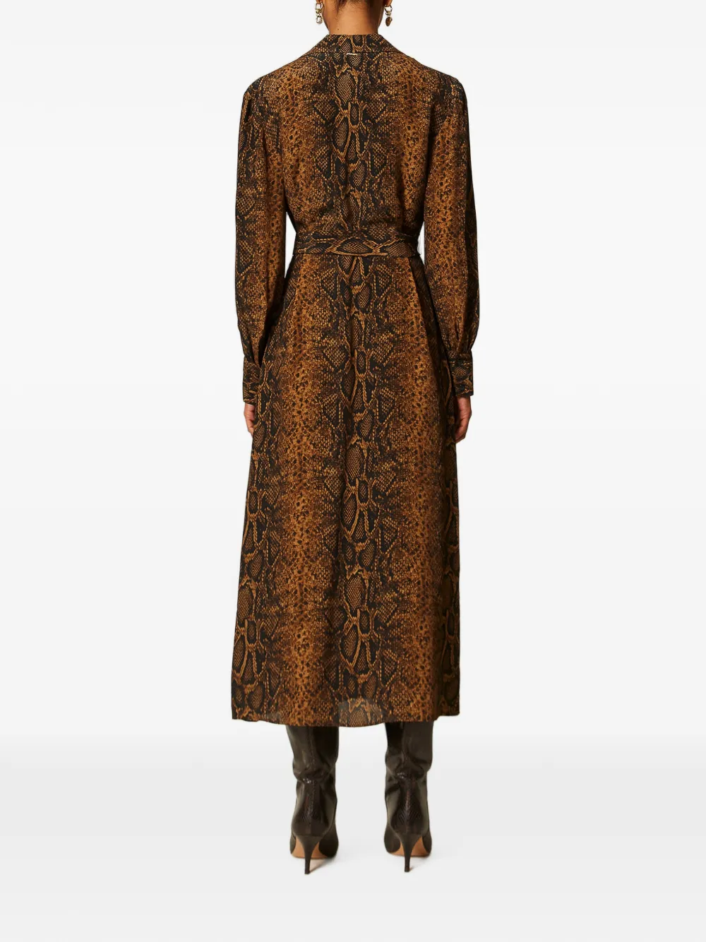 TWINSET Maxi-jurk met python-print Bruin