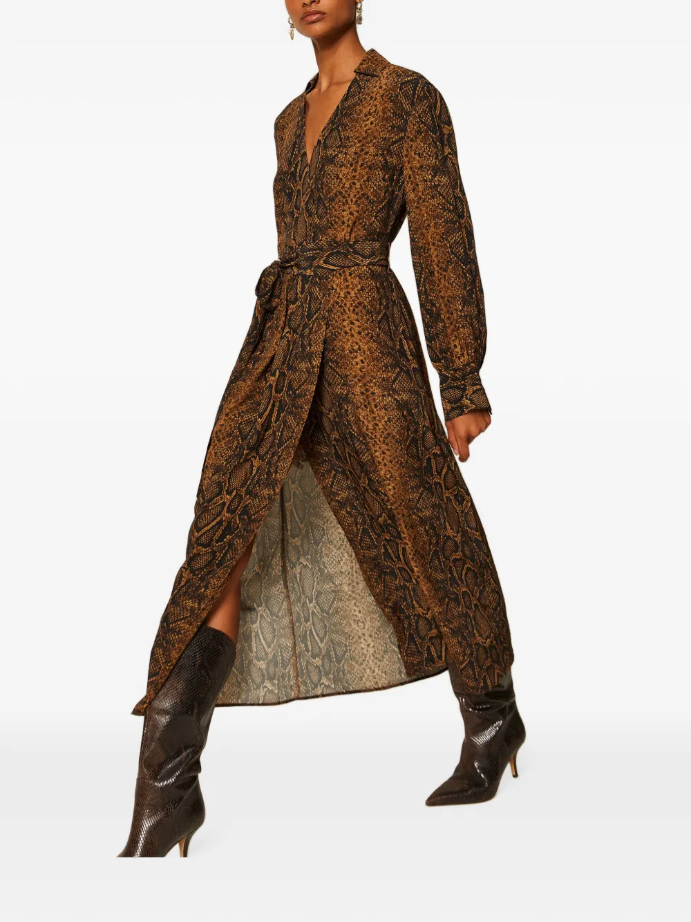 TWINSET Maxi-jurk met python-print Bruin