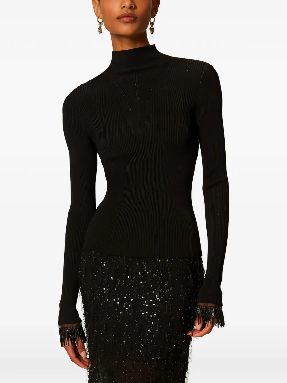 TWINSET turtleneck jumper with embroidery - Nero