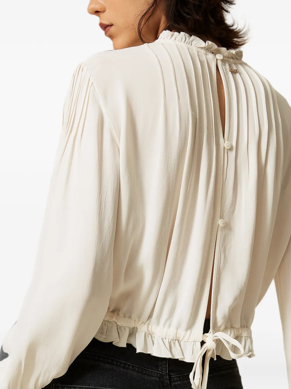 TWINSET Crêpe blouse met geborduurde bloemen Beige