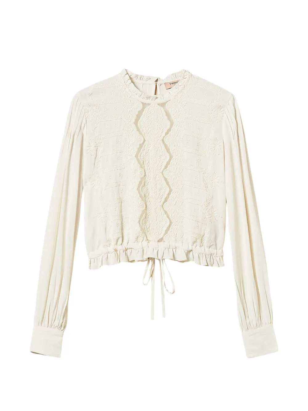 TWINSET crêpe blouse with floral embroidery - Toni neutri