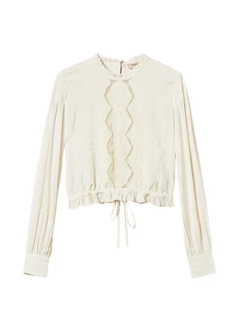 TWINSET crêpe blouse with floral embroidery
