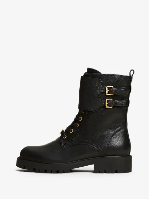 TWINSET leather combat boots with straps