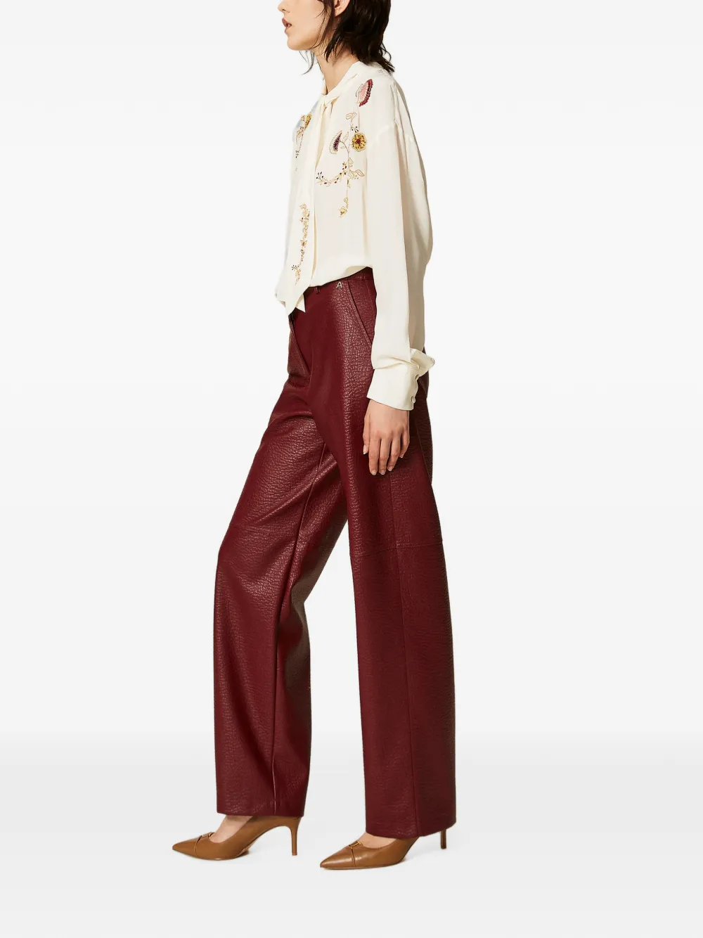 TWINSET Broek met wijde pijpen Rood