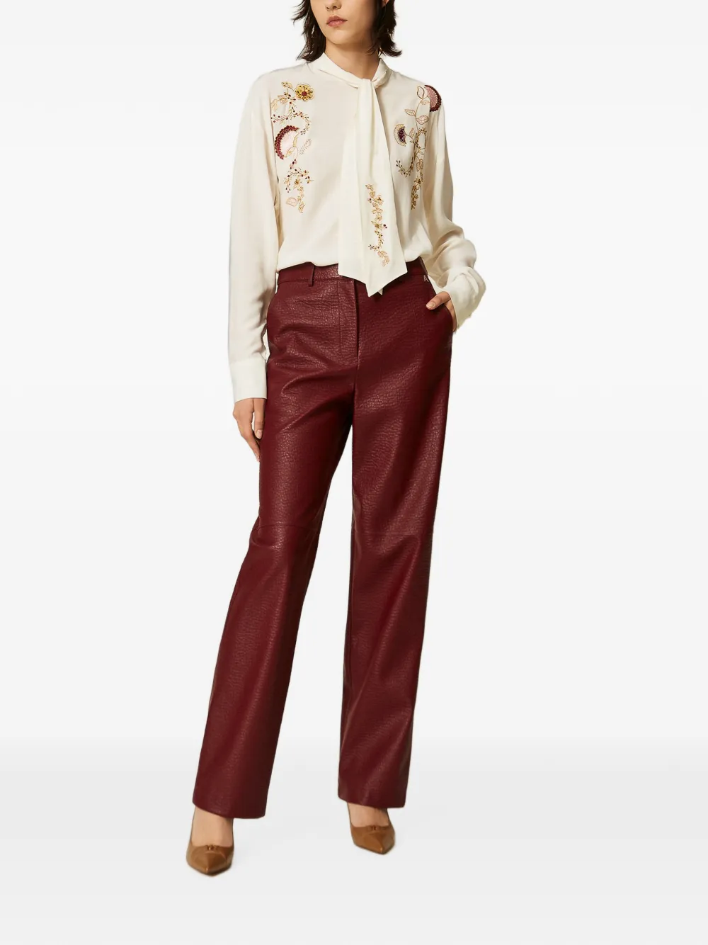 TWINSET Broek met wijde pijpen Rood
