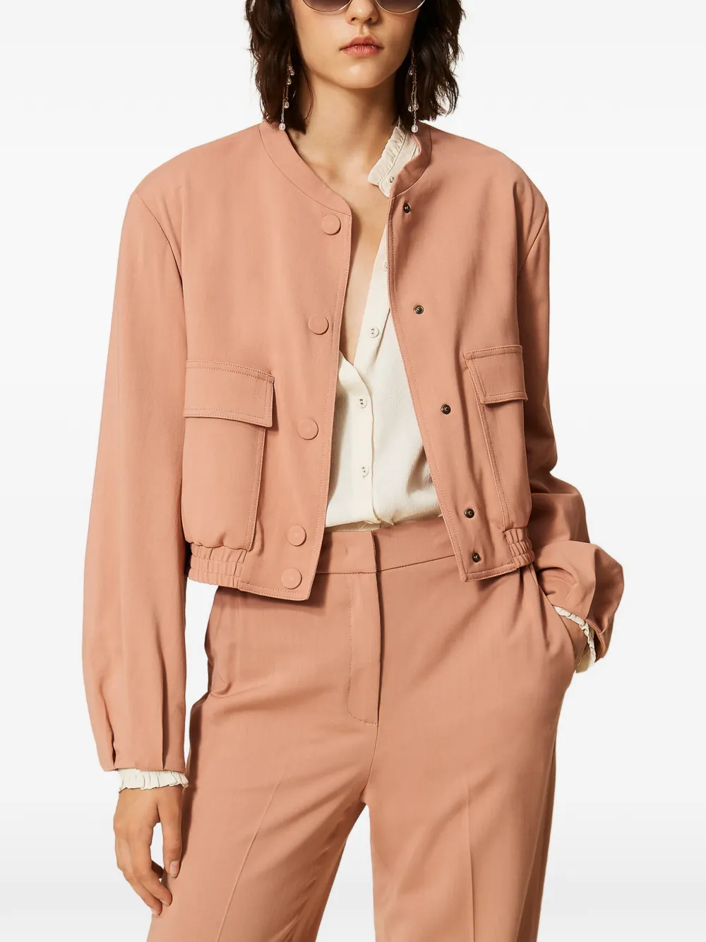 TWINSET Twill bomberjack met zakken Roze