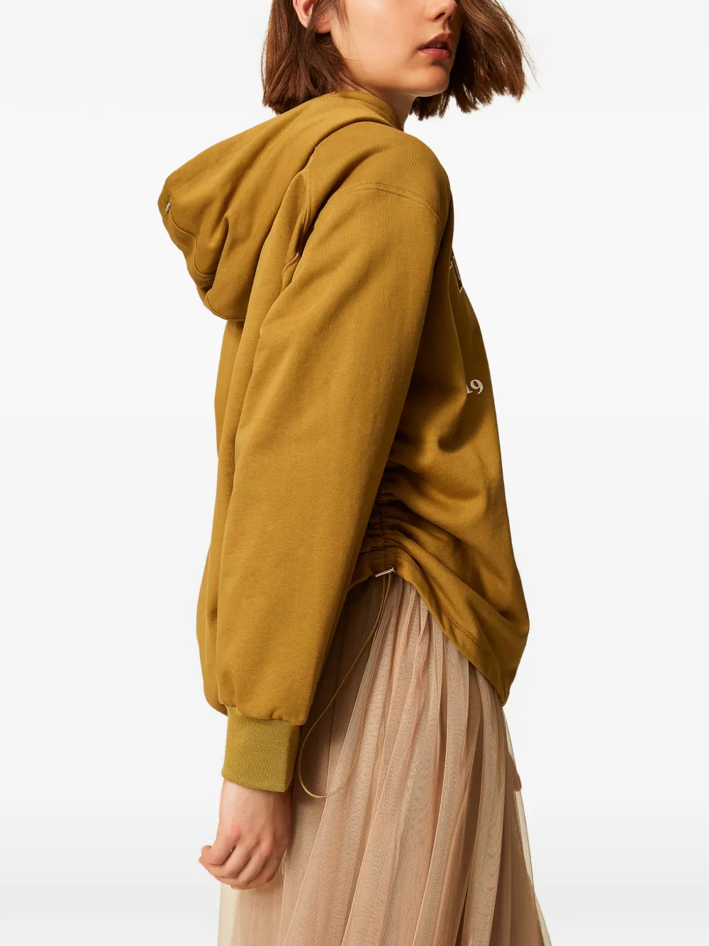 TWINSET Hoodie met logo-print Bruin
