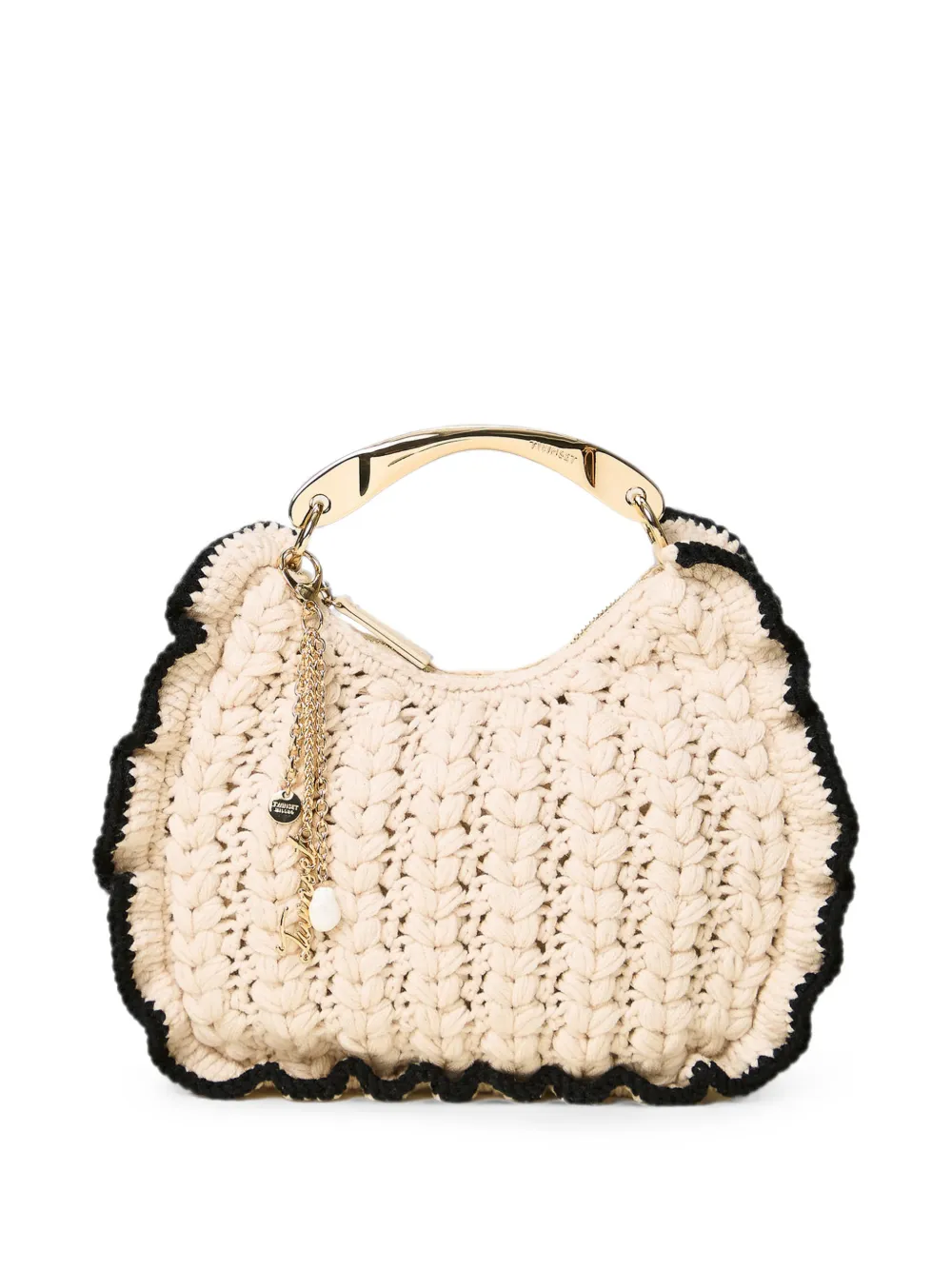 TWINSET Croissant gehaakte tas Beige