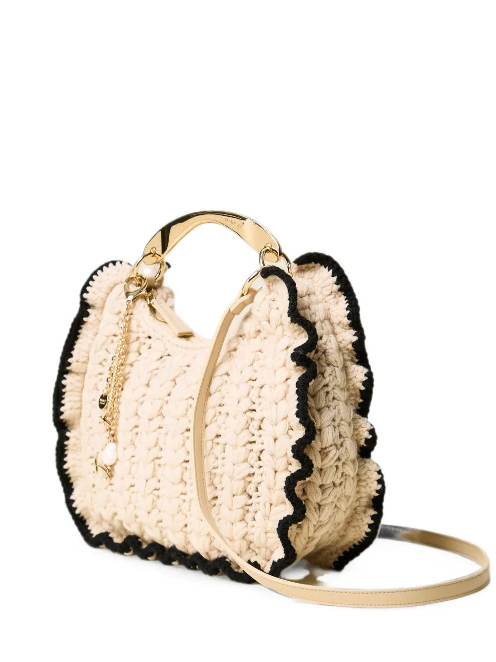 TWINSET crochet Croissant bag - Nude