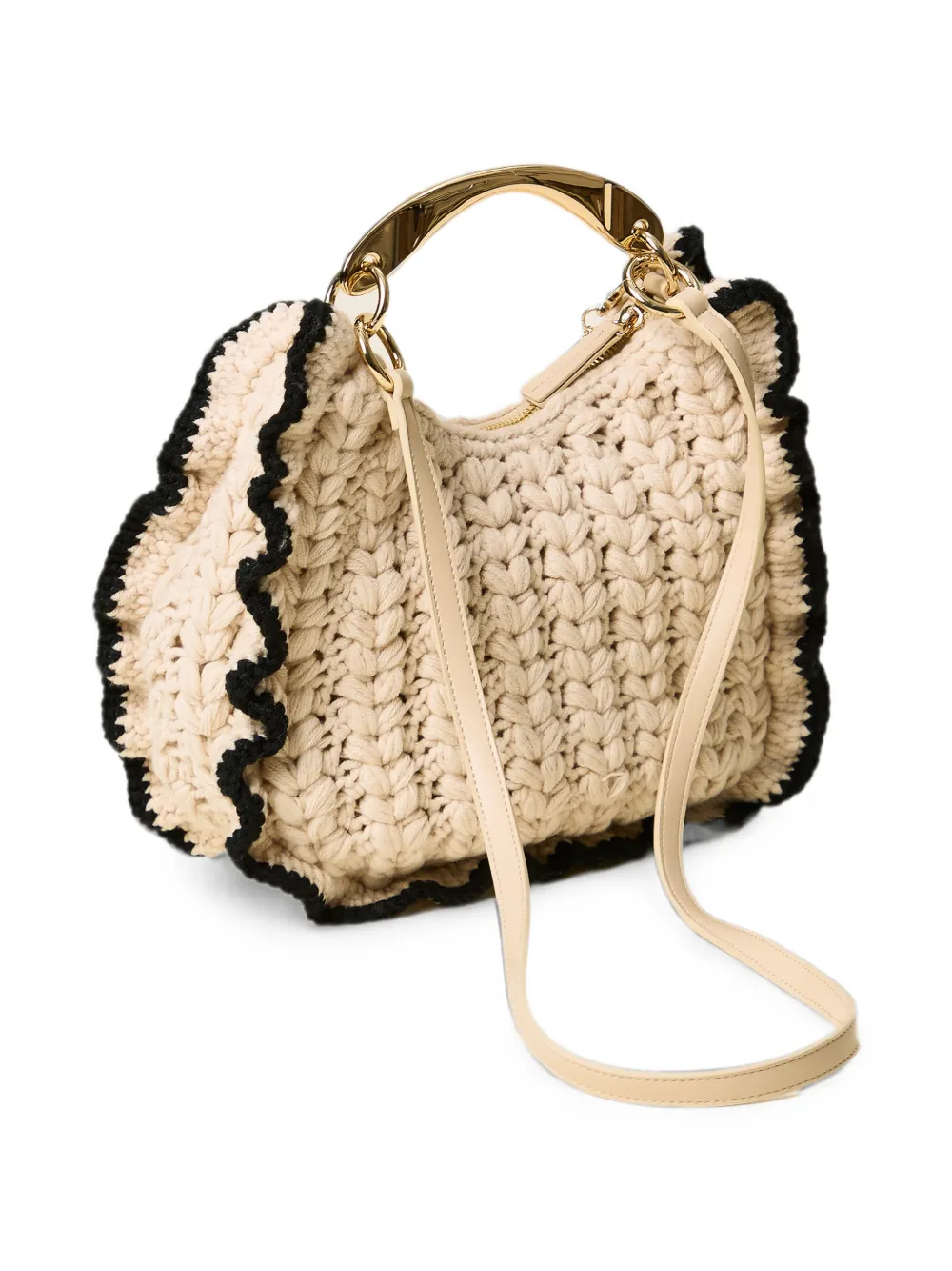 TWINSET Croissant gehaakte tas Beige
