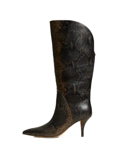 TWINSET botas altas de cuero con estampado de piel de pitón