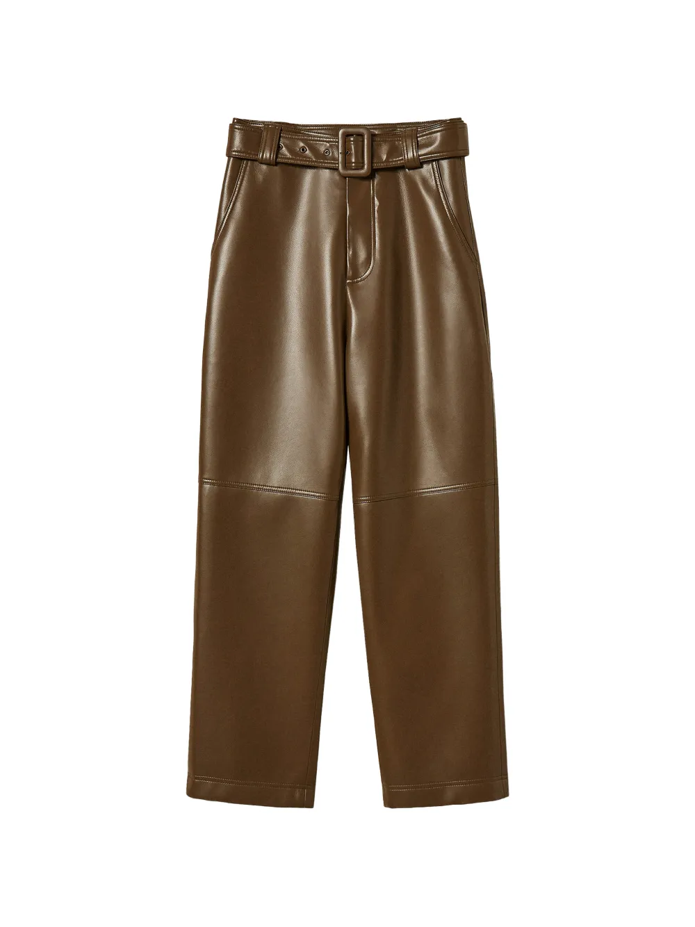 TWINSET faux-leather trousers with belt - Braun