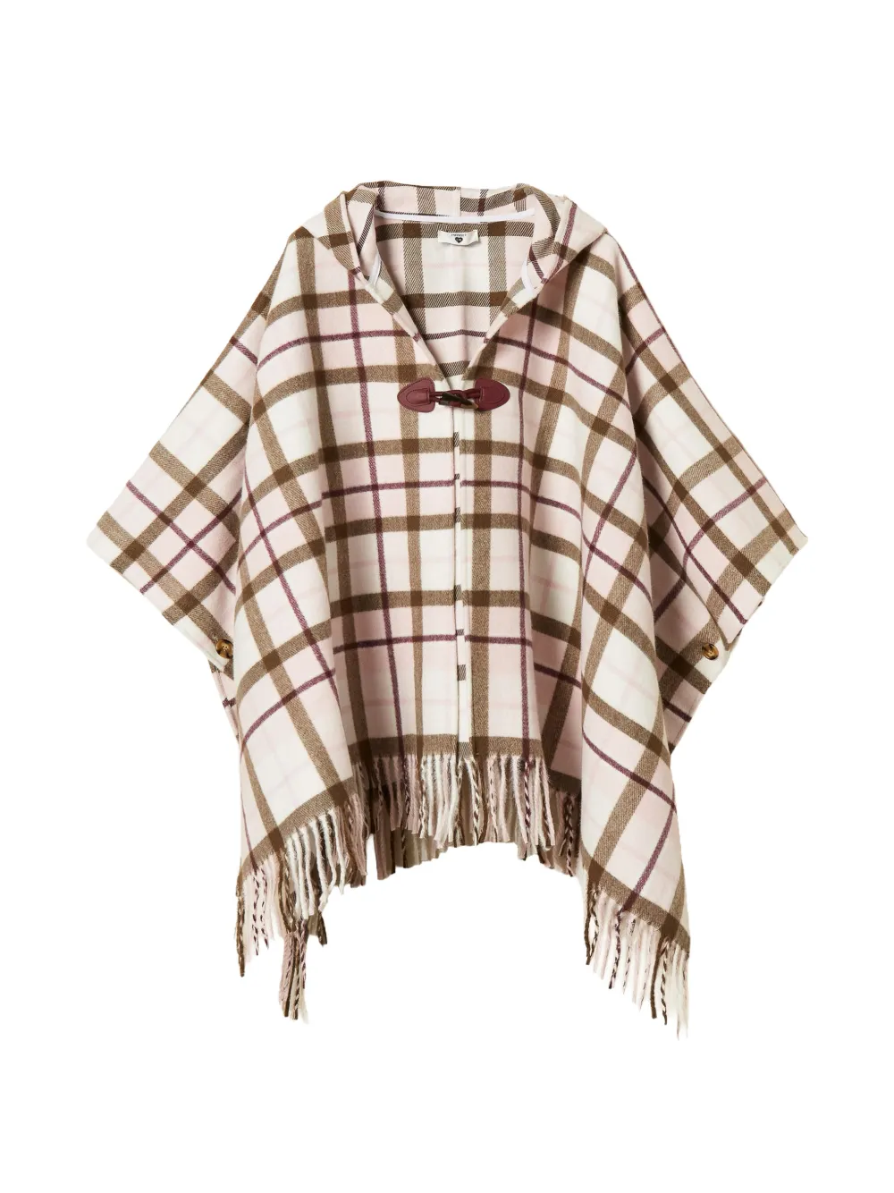 TWINSET check-print hooded cape - Nude