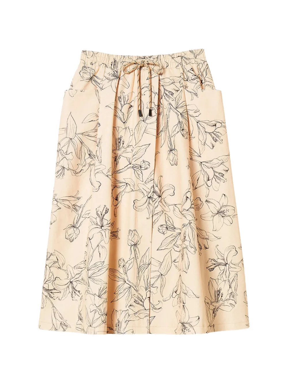 TWINSET midi bull skirt with floral print - Nude