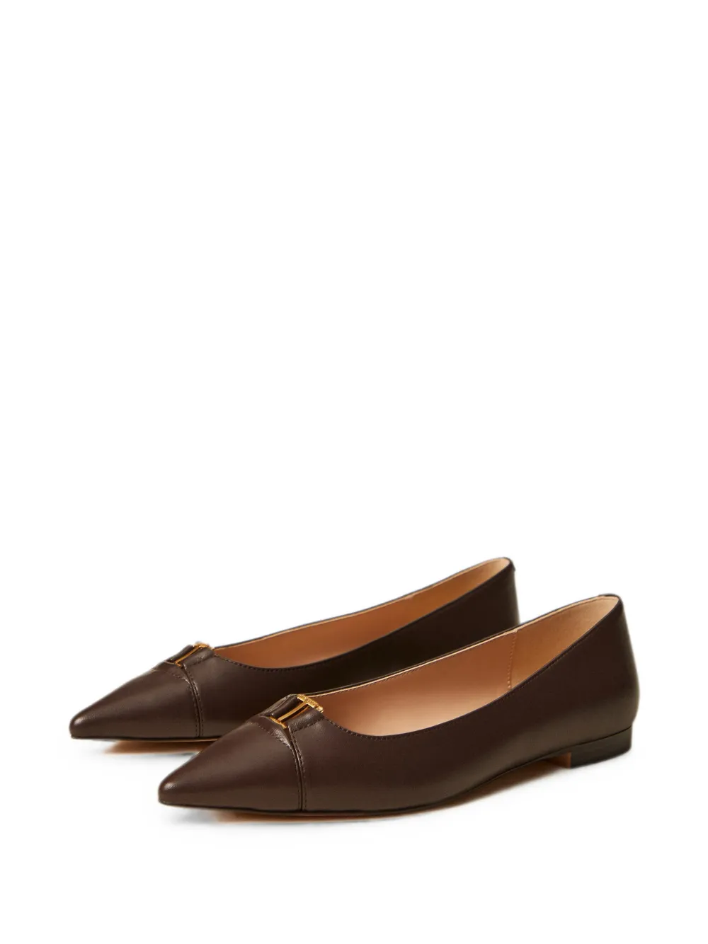 TWINSET leather ballerina flats with logo Bruin