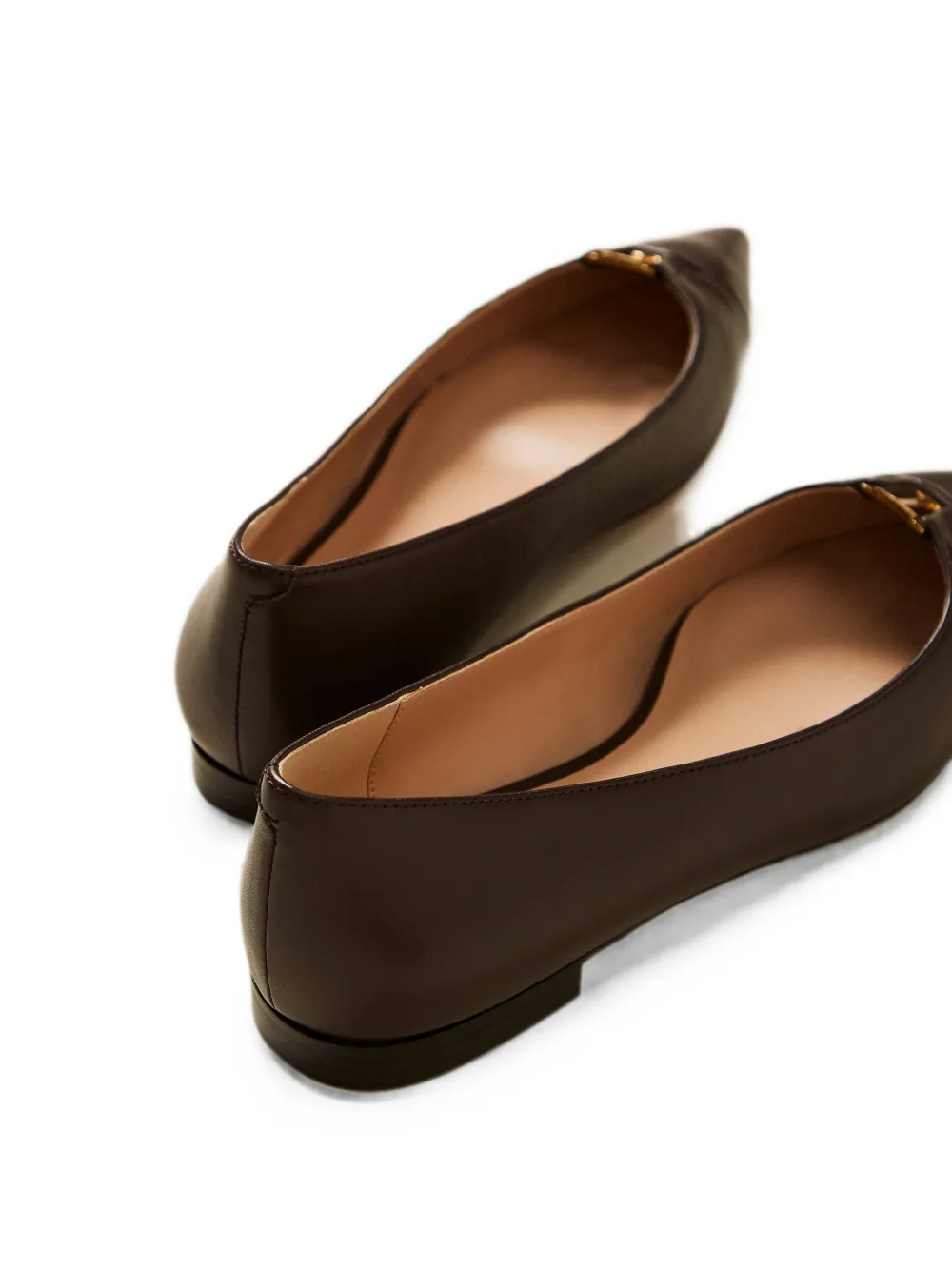 TWINSET leather ballerina flats with logo Bruin