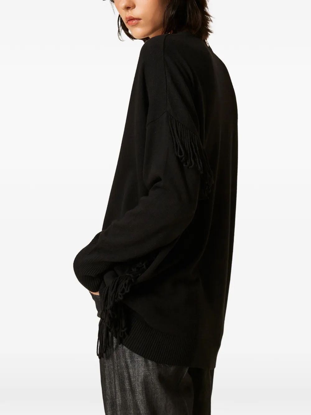 TWINSET Trui met franje Zwart