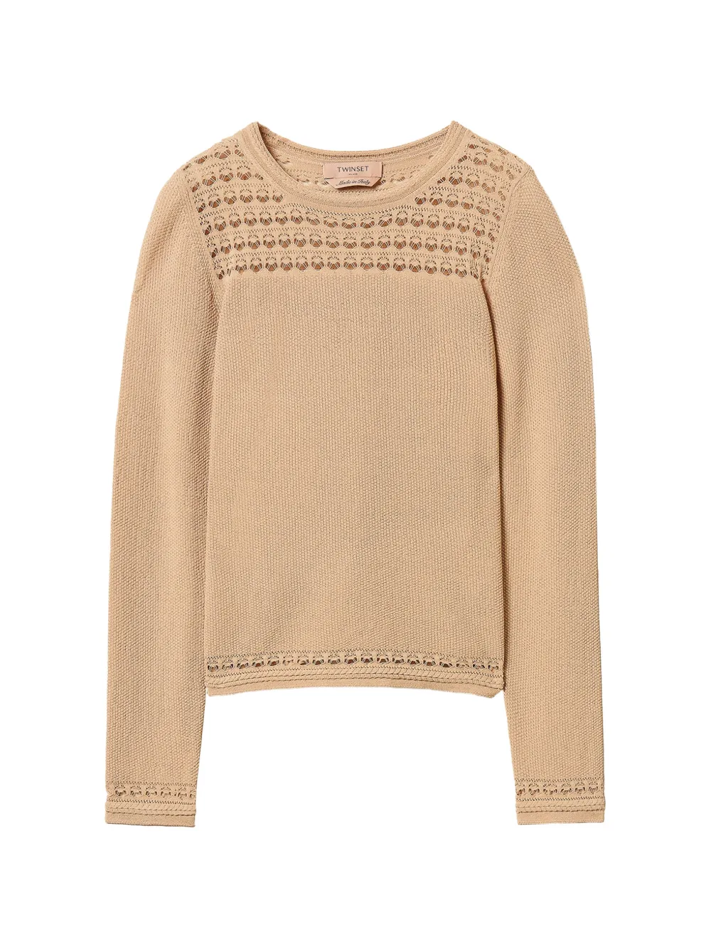 TWINSET Trui met ronde hals en kabelpatroon Beige