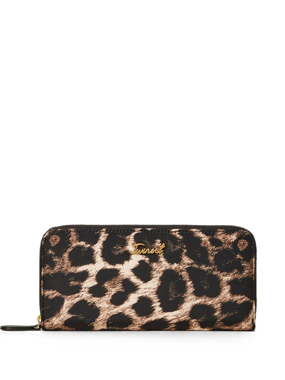 TWINSET Portafoglio con stampa leopardata e zip - Nero