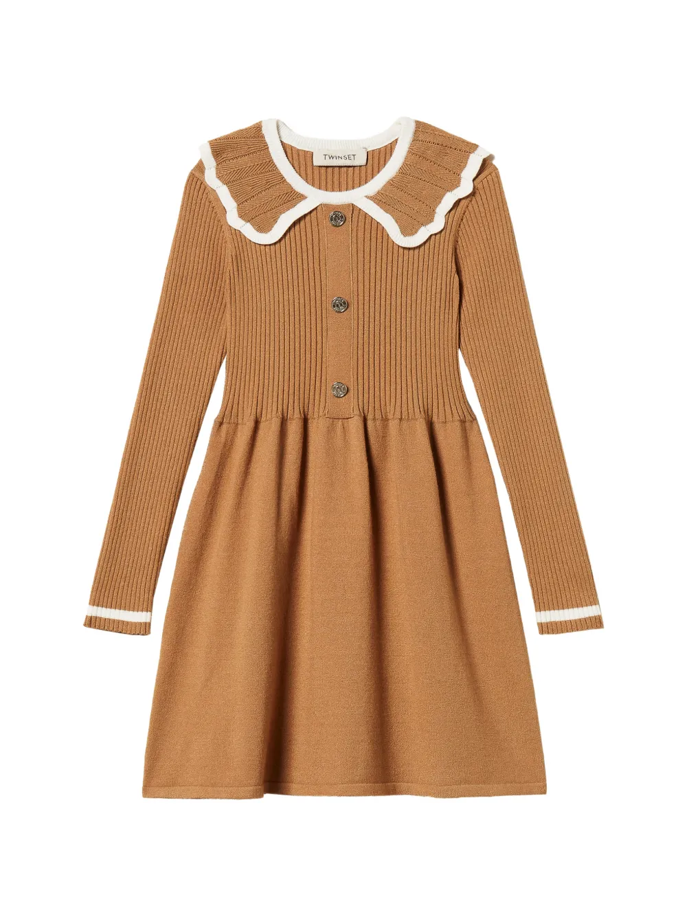 TWINSET Kids robe en maille à col festonné - Tons neutres TWINSET Kids robe en maille à col festonné - Tons neutres
