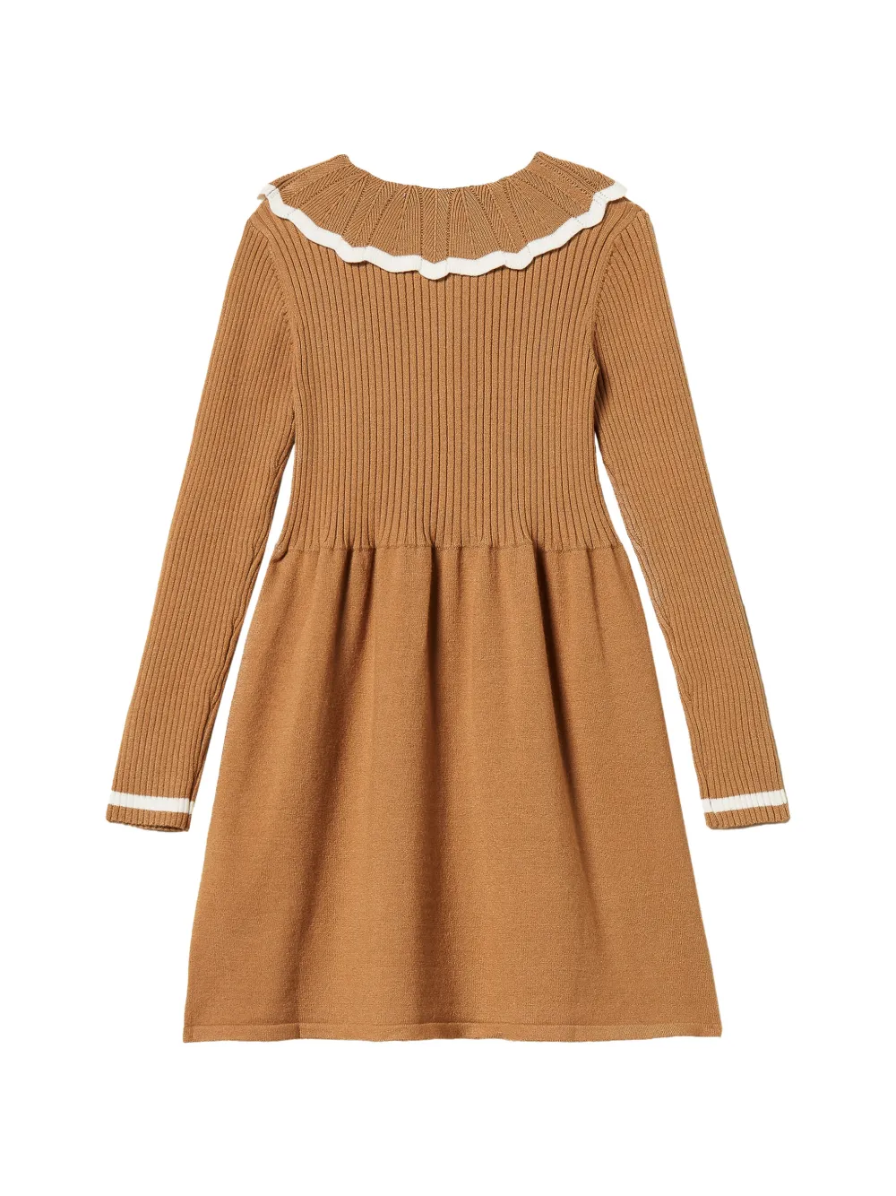TWINSET Kids Gebreide jurk met gewelfde kraag Beige