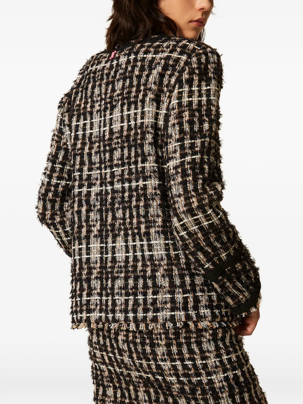 TWINSET Myfo bouclé jack met sierknopen Zwart