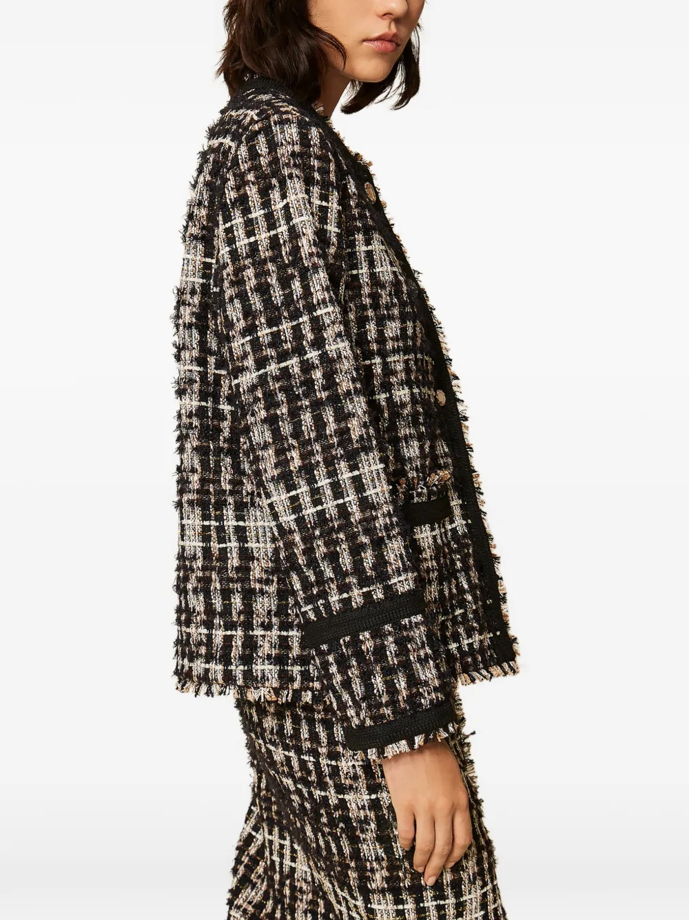 TWINSET Myfo bouclé jack met sierknopen Zwart