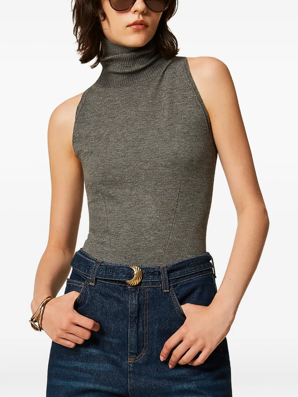 TWINSET Top met col Grijs