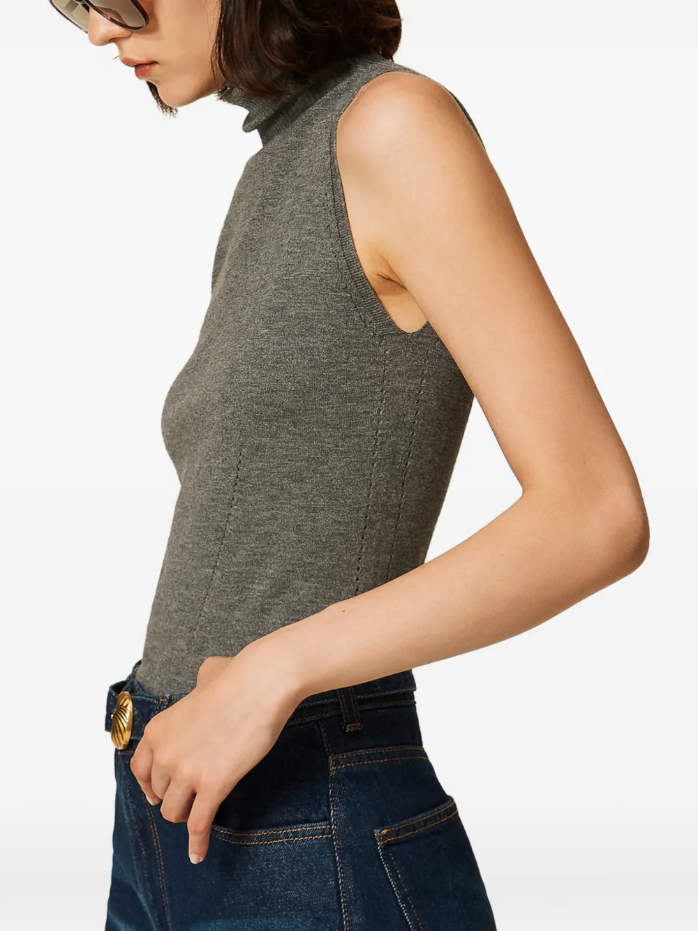 TWINSET Top met col Grijs