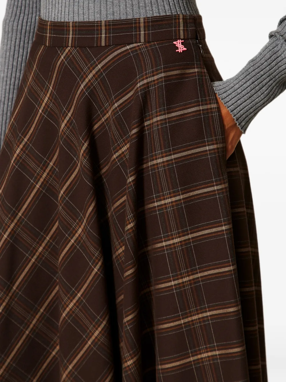 TWINSET Myfo geruite flanellen midi-rok Bruin