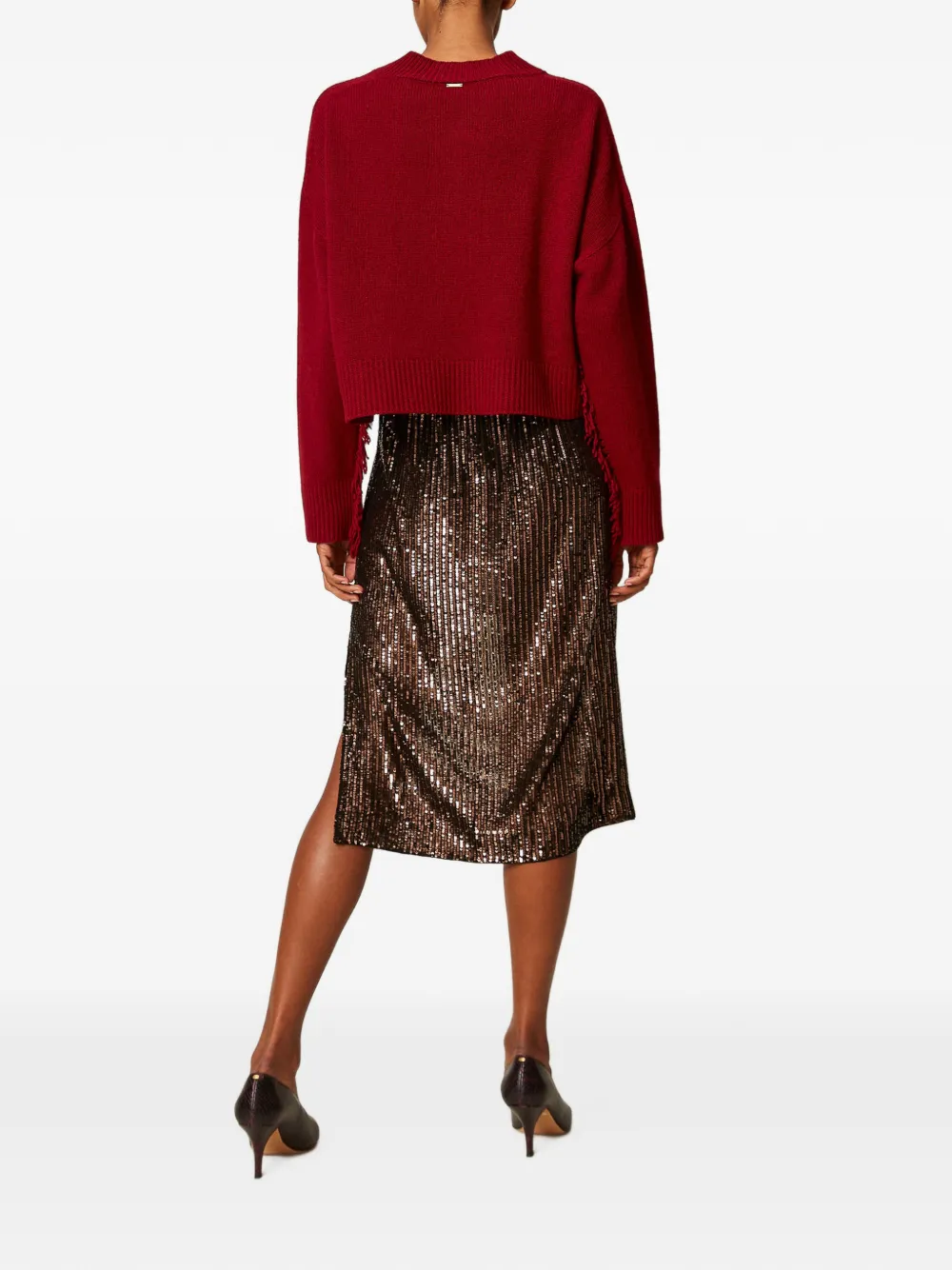 TWINSET Midi-rok met pailletten Bruin