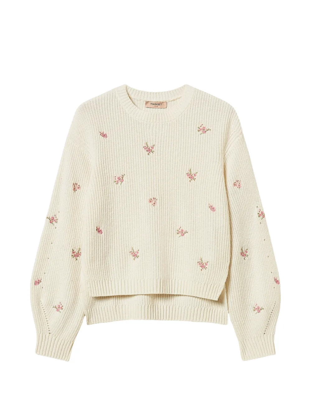 TWINSET wool-blend jumper with floral embroidery - Nude