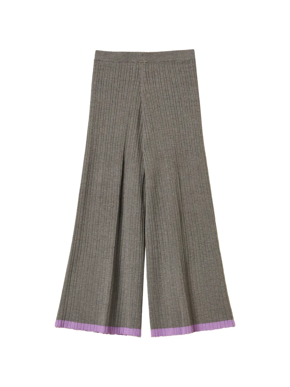 TWINSET Kids Ribgebreide broek met contrasterende details Grijs
