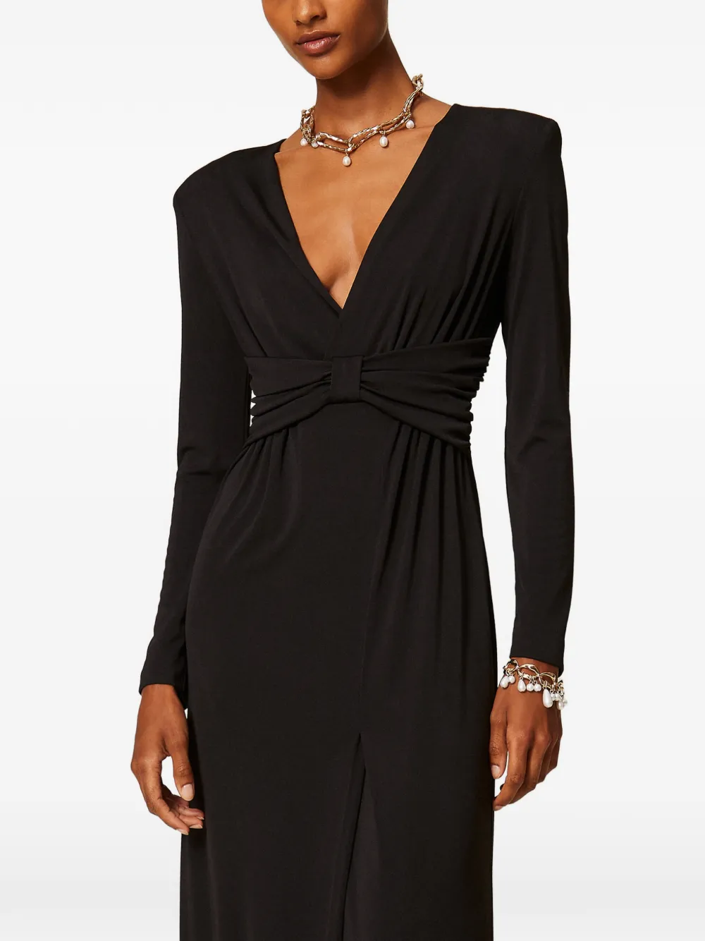 TWINSET Maxi-jurk met gedrapeerd detail Zwart