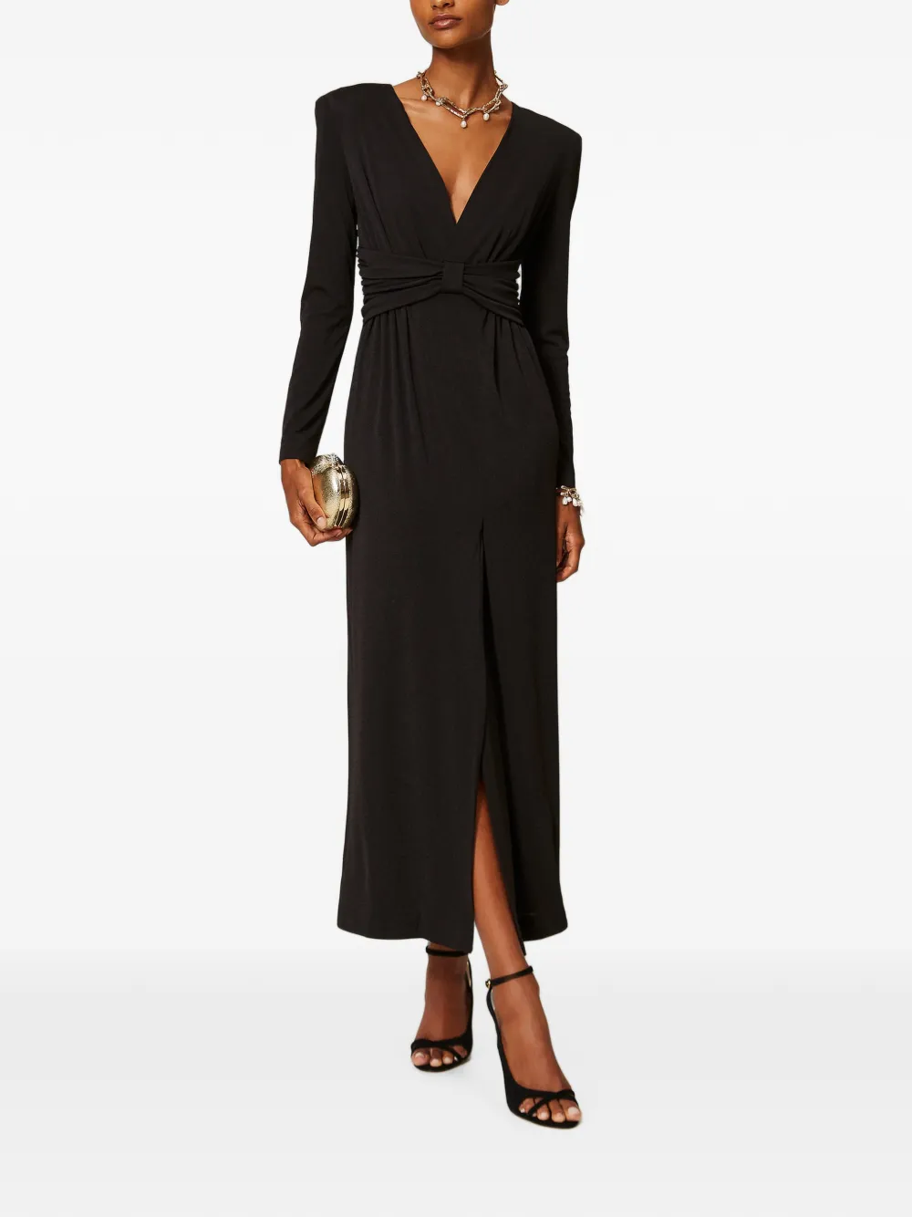 TWINSET Maxi-jurk met gedrapeerd detail Zwart