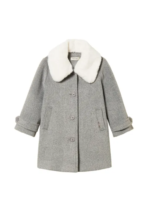 TWINSET Kids Cappotto con collo in pelliccia sintetica