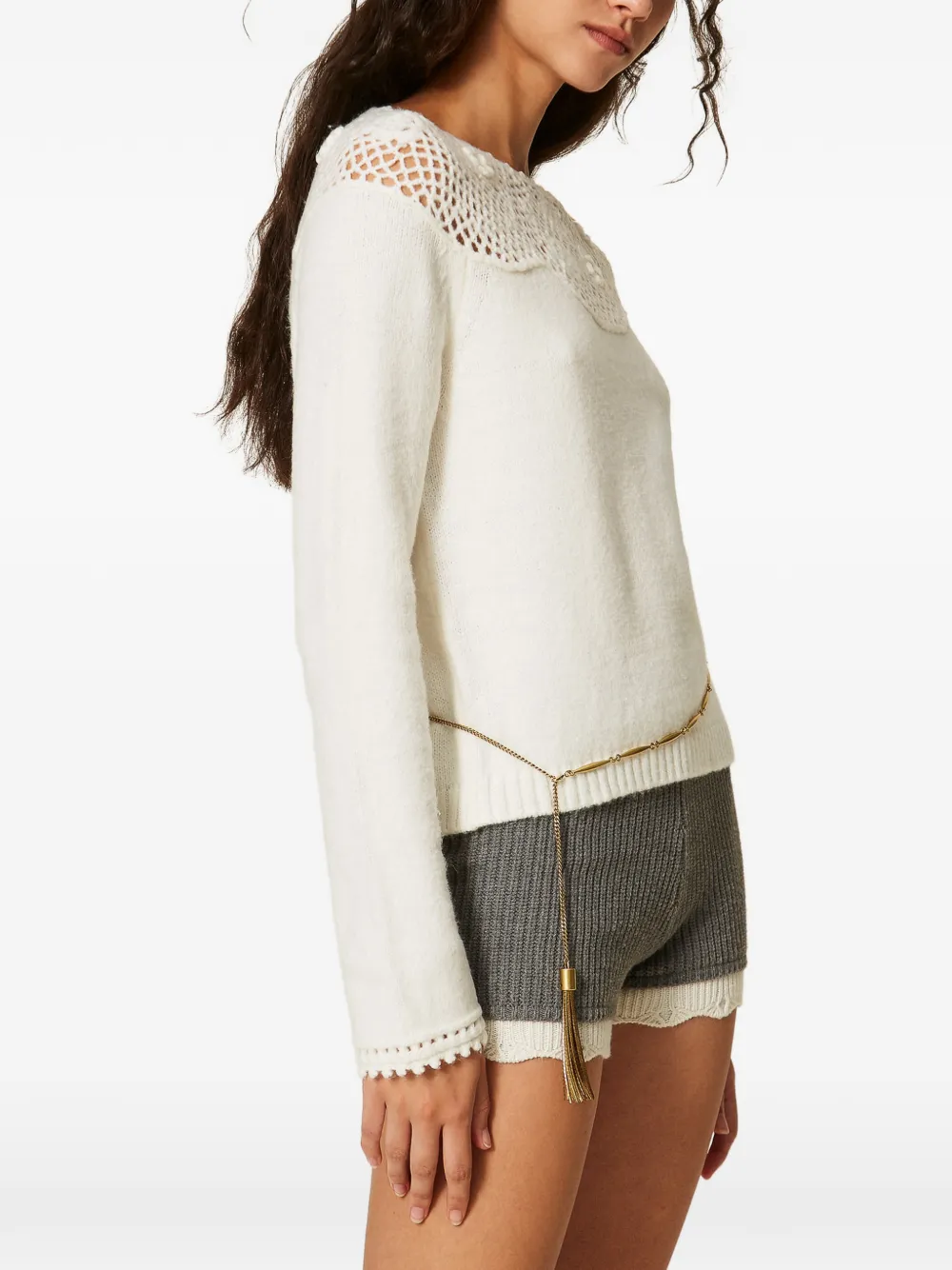 TWINSET roose crochet jumper Beige