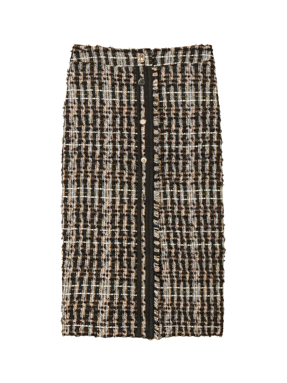 TWINSET Myfo bouclé midi skirt with buttons - Nero