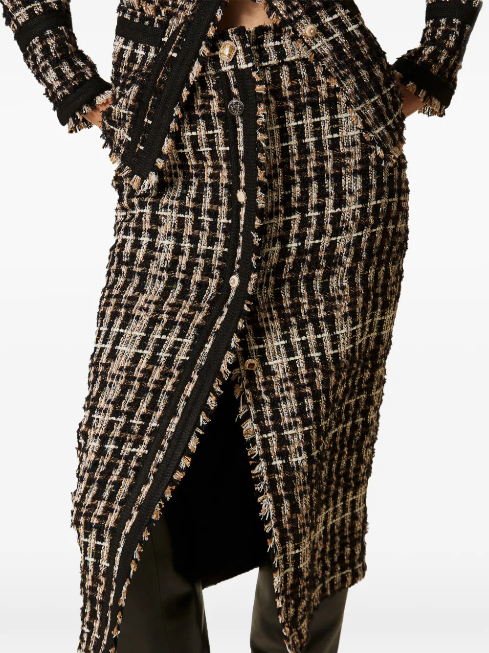 TWINSET Myfo bouclé midi-rok met knopen Zwart