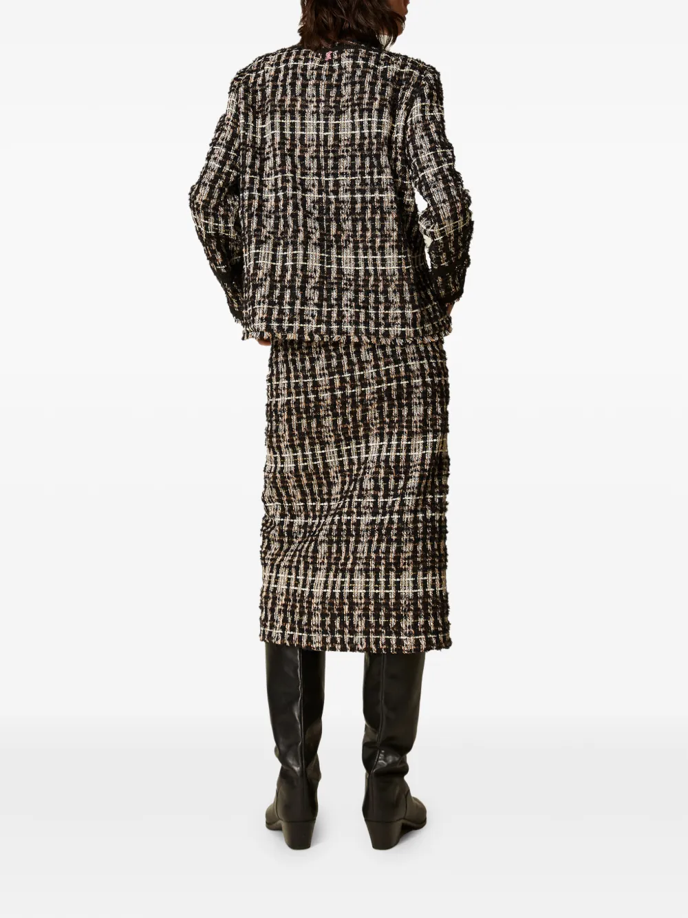 TWINSET Myfo bouclé midi-rok met knopen Zwart