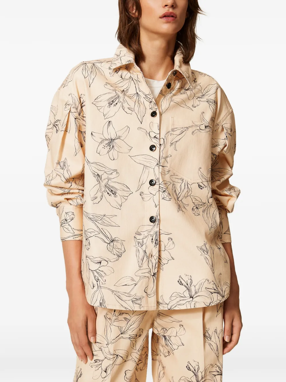 TWINSET Bull blouse met bloemenprint Beige