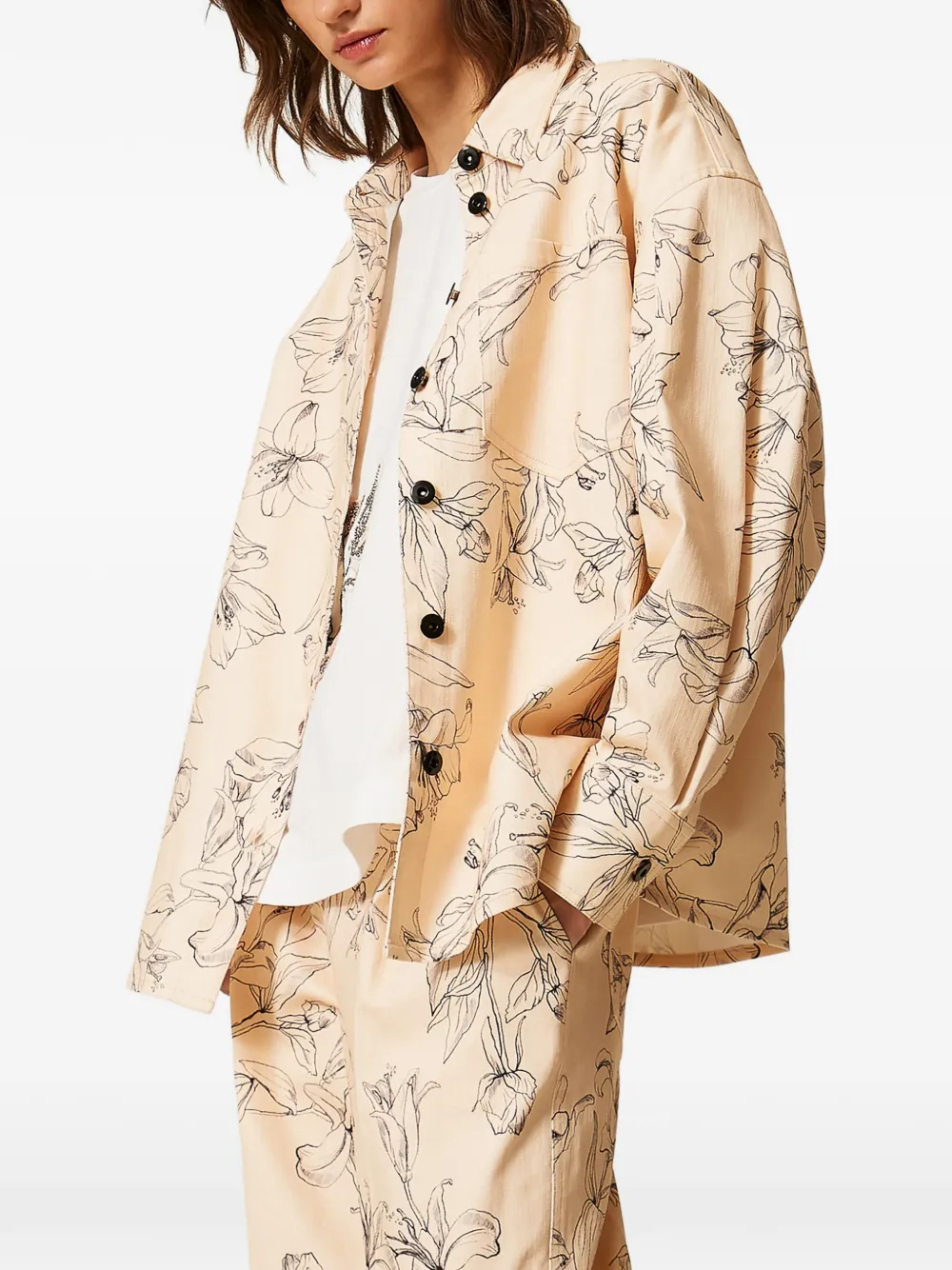 TWINSET Bull blouse met bloemenprint Beige