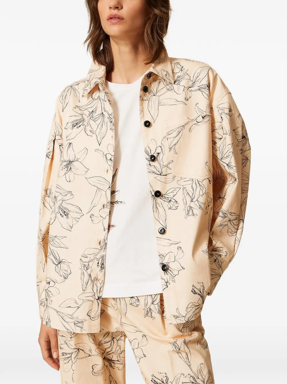 TWINSET Bull blouse met bloemenprint Beige