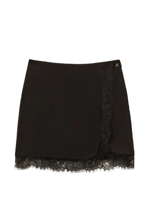 TWINSET lace-trim crêpe mini skirt