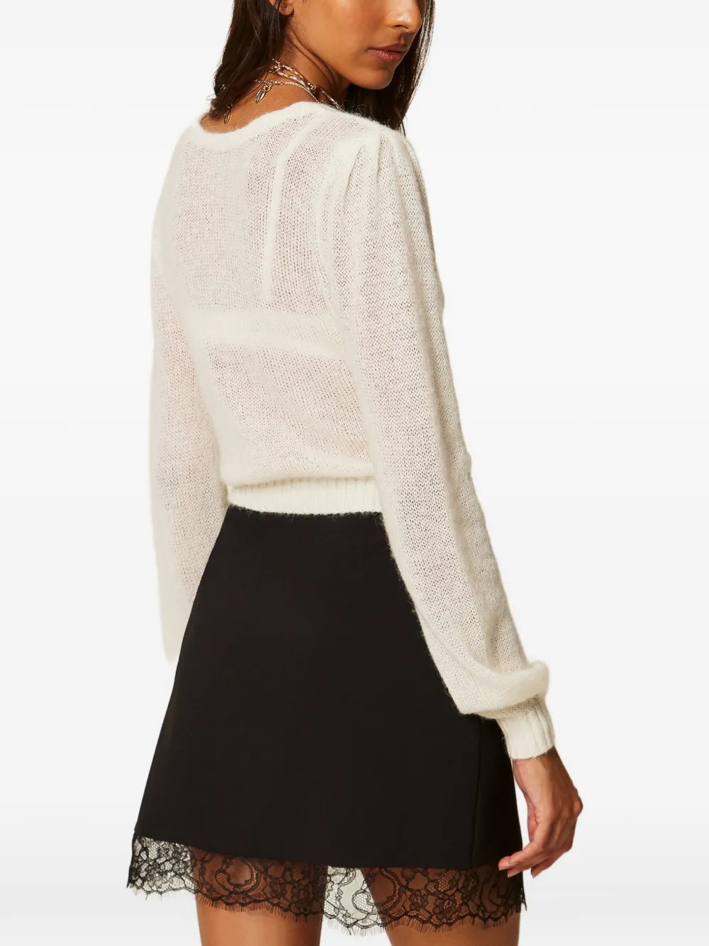 TWINSET Mini-rok met kanten afwerking Zwart