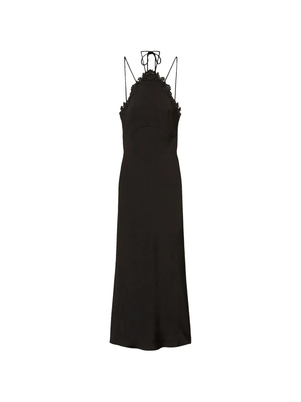 Twinset Long Satin Dress With Embroidery In Black