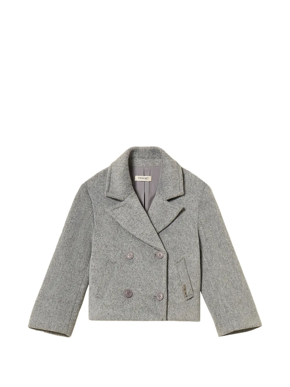 TWINSET Kids double-breasted wool-cloth caban - Grigio